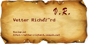 Vetter Richárd névjegykártya